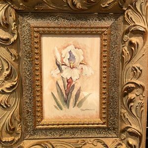 Peggy Abrams Signed Iris Religious Double Matted Framed